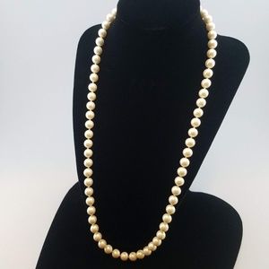 Monet Faux White Pearl Necklace Gold Tone Clasp